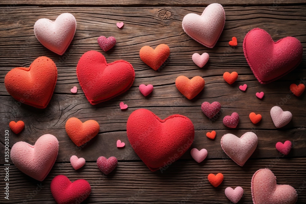 Fototapeta premium Valentines Day Heart Design on Rustic Wooden Background
