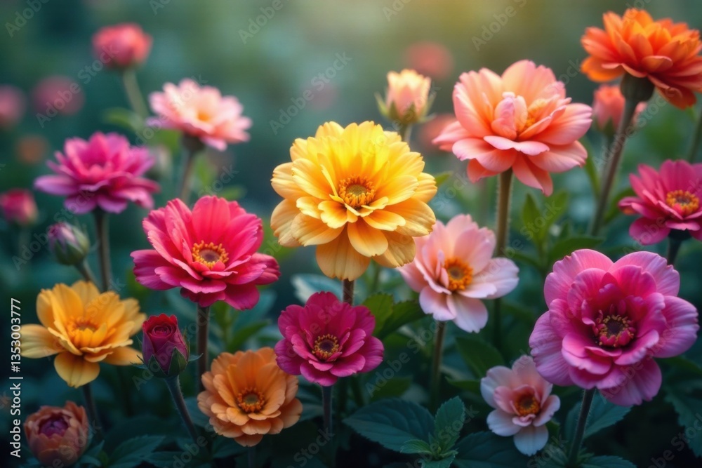 Diverse blooming flowers dancing on a phone display, full bloom, blossoms, digital blooms Diverse blooming flowers dancing on a phone display, full bloom, blossoms, digital blooms