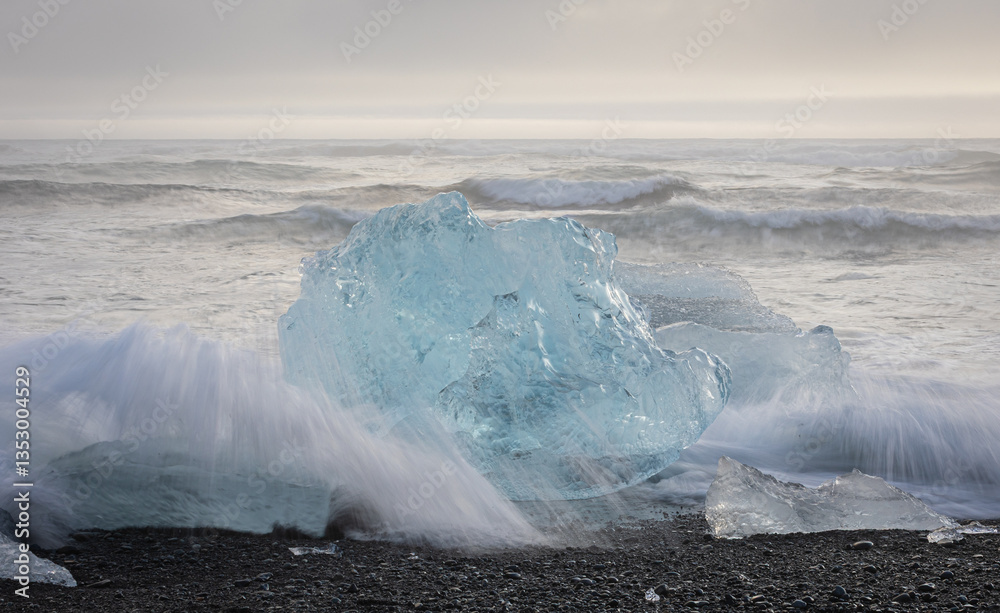 My beloved Iceland, and its Diamond Beach with the ice playing with the waves!