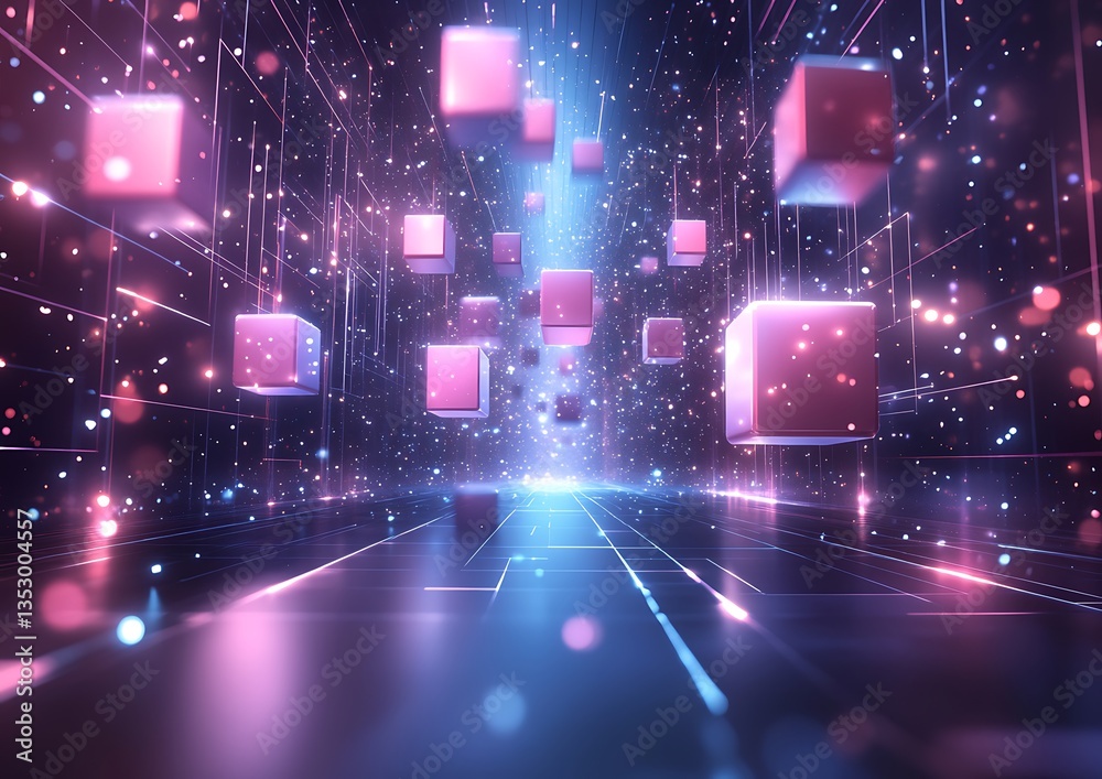 Obraz premium Digital Cubes Futuristic Corridor.