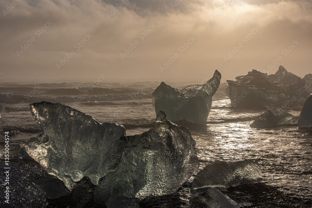 My beloved Iceland, and its Diamond Beach with the ice playing with the waves!