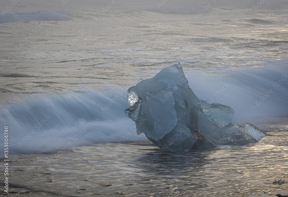 My beloved Iceland, and its Diamond Beach with the ice playing with the waves!