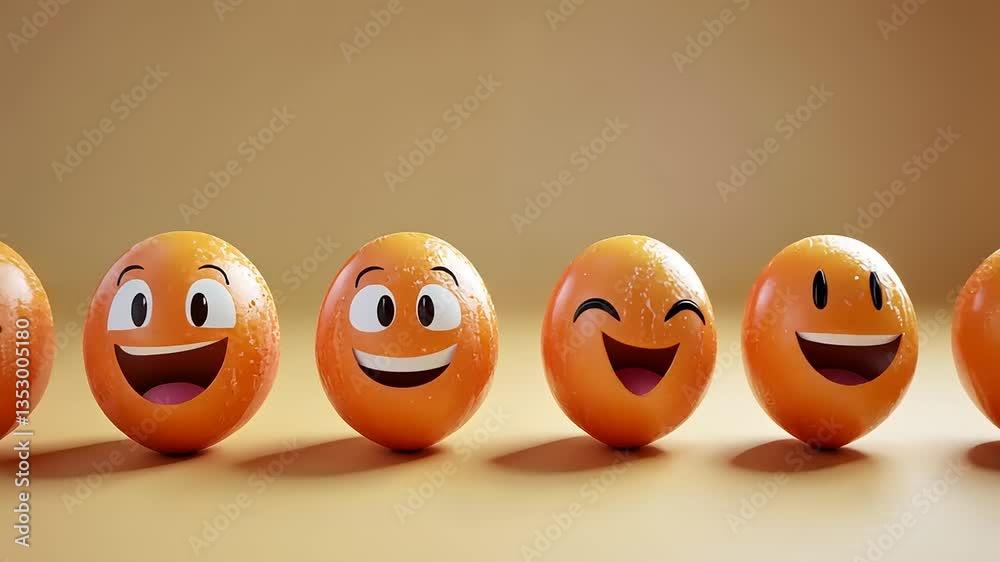 Seven Oranges with Emojis Expressions Seven Oranges with Emojis Expressions