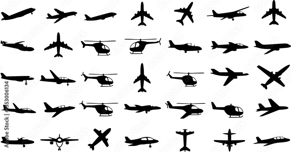 Naklejka premium Aircraft icon vector set. airplane illustration sign collection. plane symbol or logo. 
