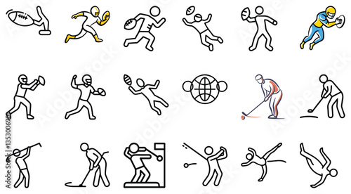 Line Art Icons of Various Sports and Global Competition