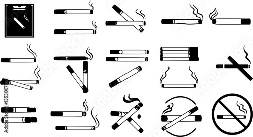 Cigarette icon vector set. Cigar illustration sign collection. smoke symbol. Smoking area logo.

