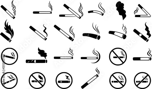 Cigarette icon vector set. Cigar illustration sign collection. smoke symbol. Smoking area logo.
