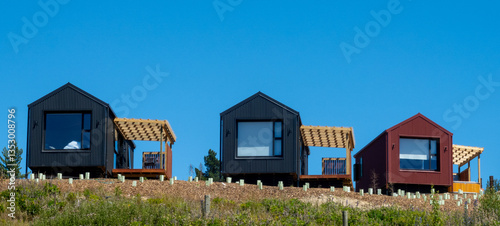 colorful beach huts, Lake Tekapo
