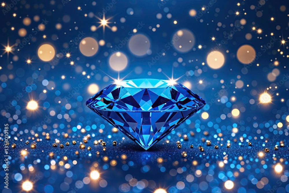 Blue Sparkling Diamond Bokeh Background for Festive Celebrations Blue Sparkling Diamond Bokeh Background for Festive Celebrations