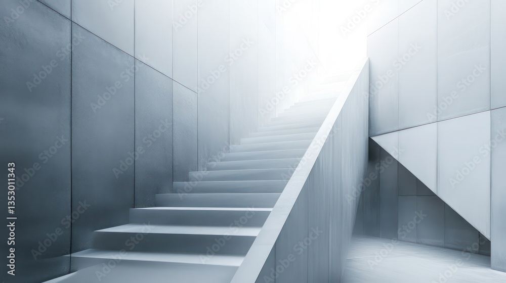 Fototapeta premium Modern white stairway in minimalist interior. Possible use Architecture stock photo