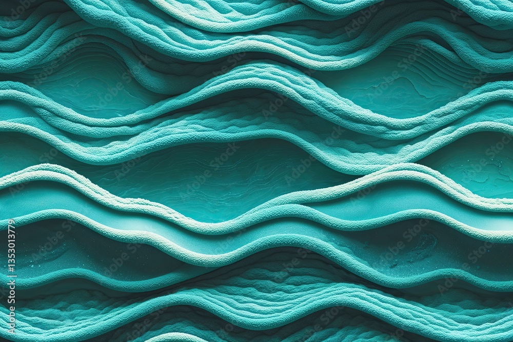 Fototapeta premium Stylish Turquoise Wave Pattern Seamless Design for Summer Beach Party Background