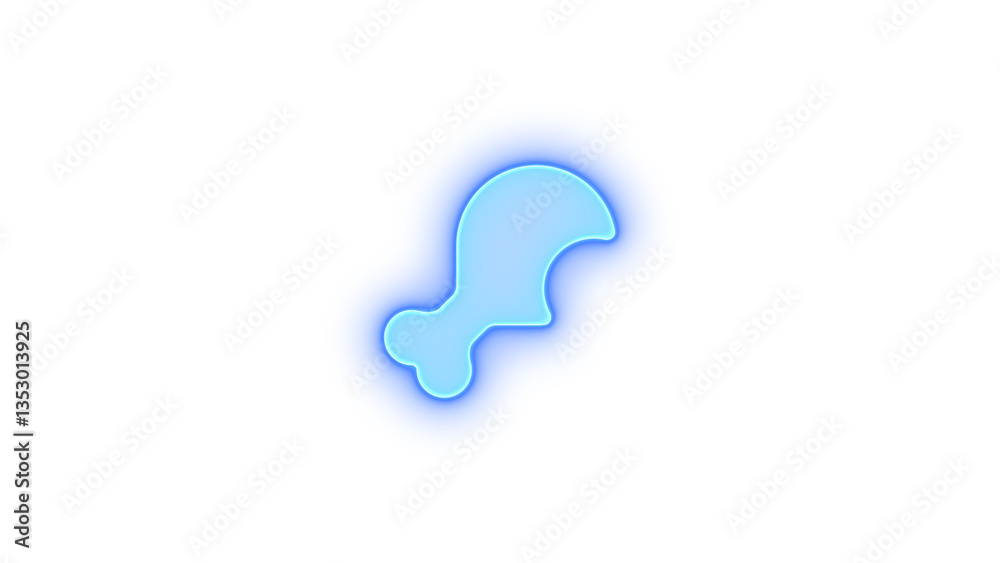 Drumstick bite icon blue color glowing neon on transparent background Drumstick bite icon blue color glowing neon on transparent background