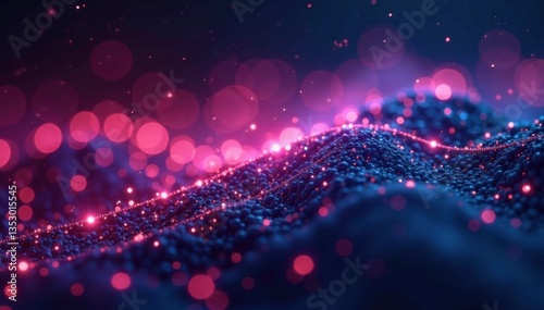 Glowing silver particles intersect with neon-lit grid , glow, background