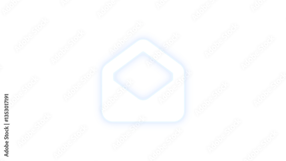 Envelope open icon white color glowing neon on transparent background Envelope open icon white color glowing neon on transparent background