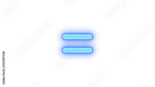 Equals icon blue color glowing neon on transparent background