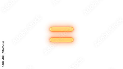 Equals icon brown color glowing neon on transparent background