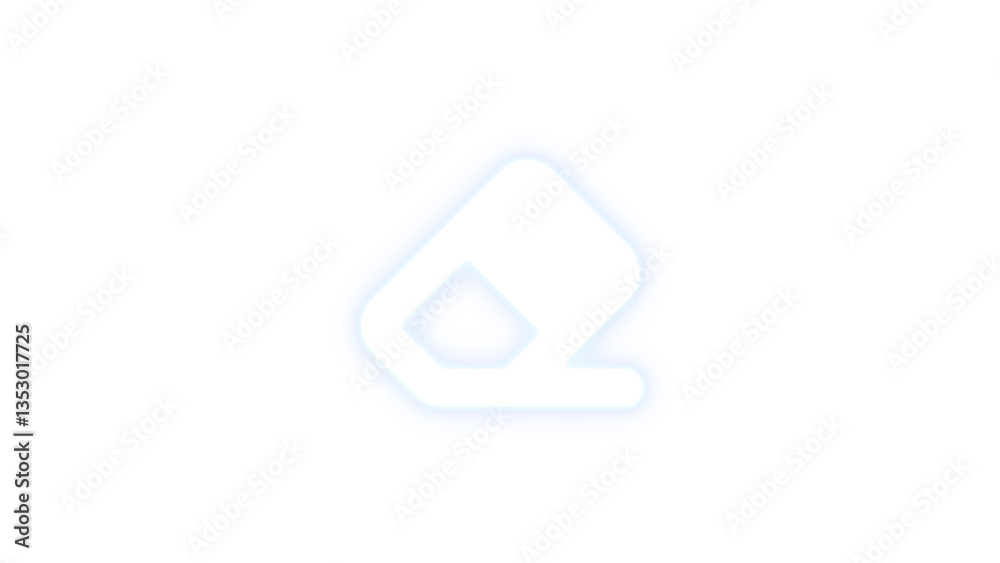 Eraser icon white color glowing neon on black background Eraser icon white color glowing neon on black background