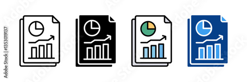 Data Report Icon Set Multiple Style Collection