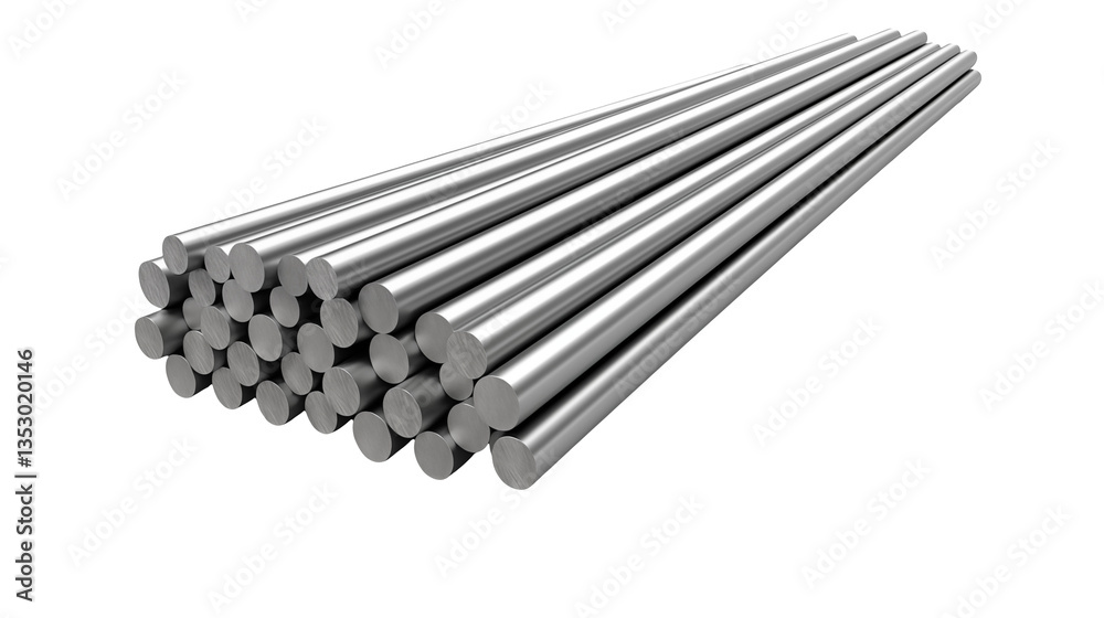 A stack of shiny metal rods with rounded ends arranged diagonally on a black backgroundisolated on transparent background A stack of shiny metal rods with rounded ends arranged diagonally on a black backgroundisolated on transparent background