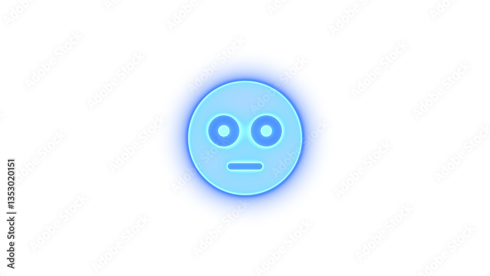 Fototapeta premium Face flushed icon blue color glowing neon on transparent background