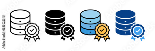 Database Quality Icon Set Multiple Style Collection