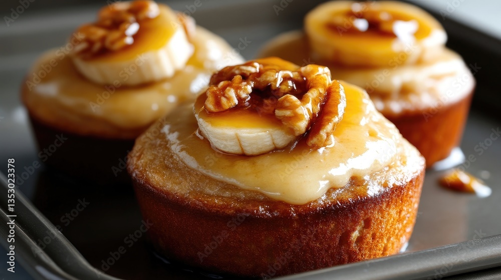 Sweet banana walnut cupcakes with a drizzle Sweet banana walnut cupcakes with a drizzle