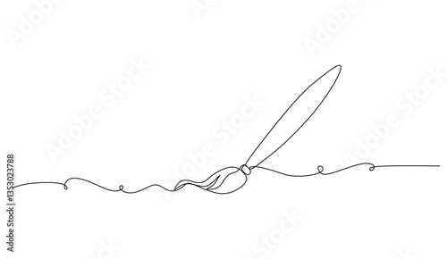 Paintbrush continuous one line drawing vector illustration, Paint brushes continuous one line drawing. Isolated on white background vector illustration, Continuous one line drawing Brush and painting