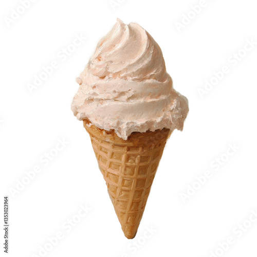 Delicious ice cream cone with soft serve in a waffle cone on a plain background, Ice Cream Cone