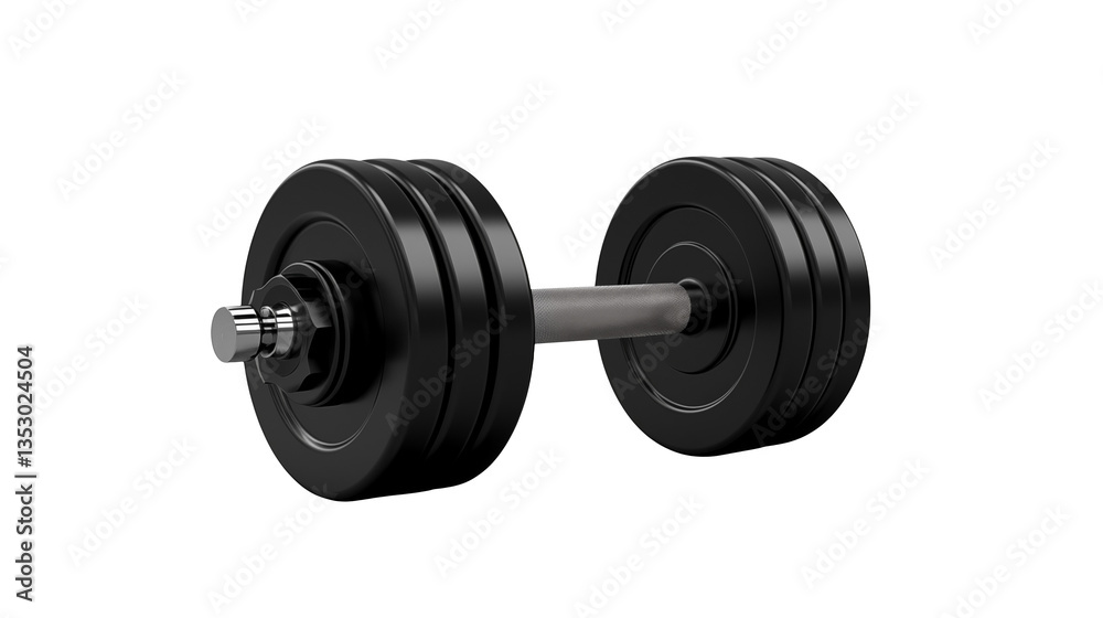 A single black dumbbell with multiple plates isolated on a black background in a studio shotisolated on transparent background A single black dumbbell with multiple plates isolated on a black background in a studio shotisolated on transparent background