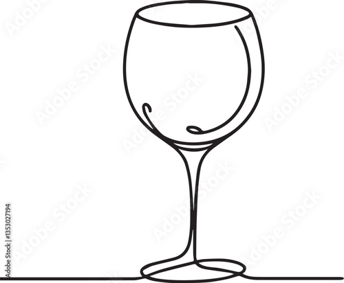 Drink glass continuous line art drawing black vector