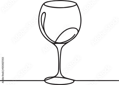 Drink glass continuous line art drawing black vector