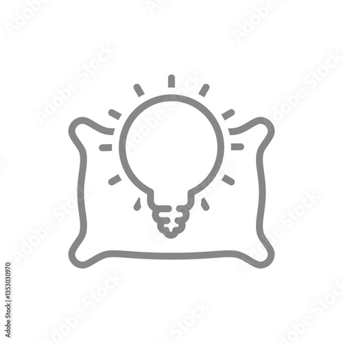 Pillow with light bulb line icon. Best pillow symbol. Vector illustration.