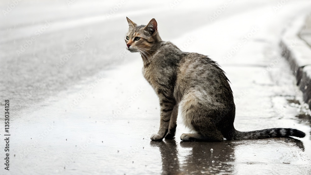 Fototapeta premium cat on the rocks
