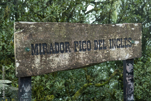Konstfotografi Señal o cartel del camino y sendero mirador Pico de Inglés
