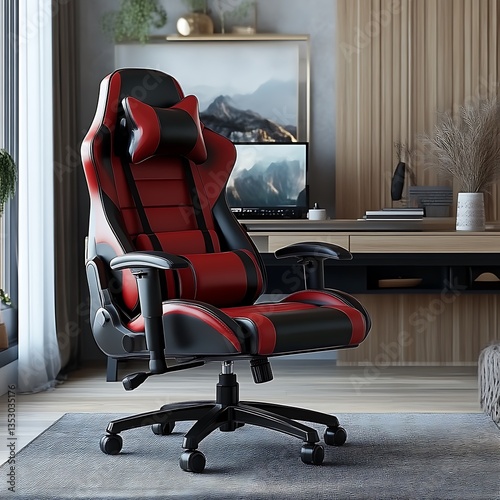 Red gaming chair home office setup comfort
