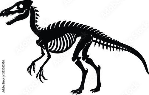 Dinosaur skeleton silhouette vector,Dinosaur skeleton clip art