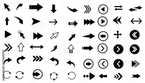 Arrows big black set icons. Arrow icon. Arrow vector collection. Arrow. Cursor. Modern simple arrows. Vector illustration