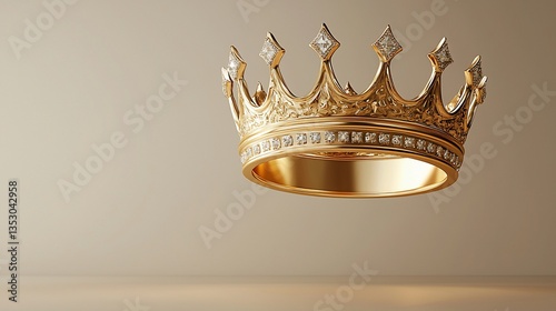 Obraz na płótnie Floating golden crown with diamonds. w salonie