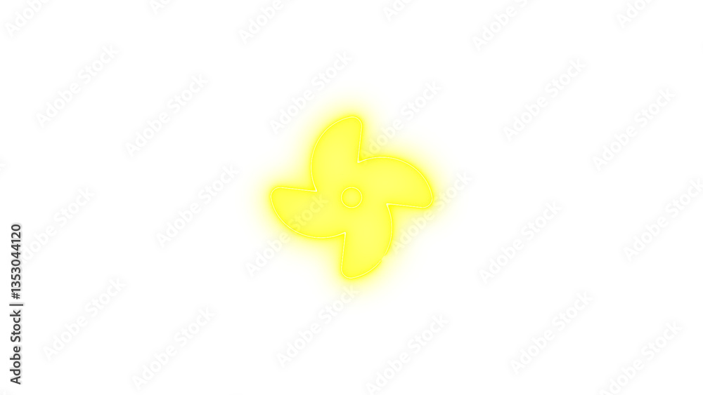 Fototapeta premium Fan icon yellow color glowing neon on transparent background