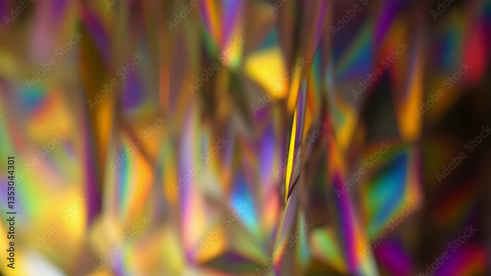 Thin glass-like prisms refract light forming a beautiful colorful shifting pattern.