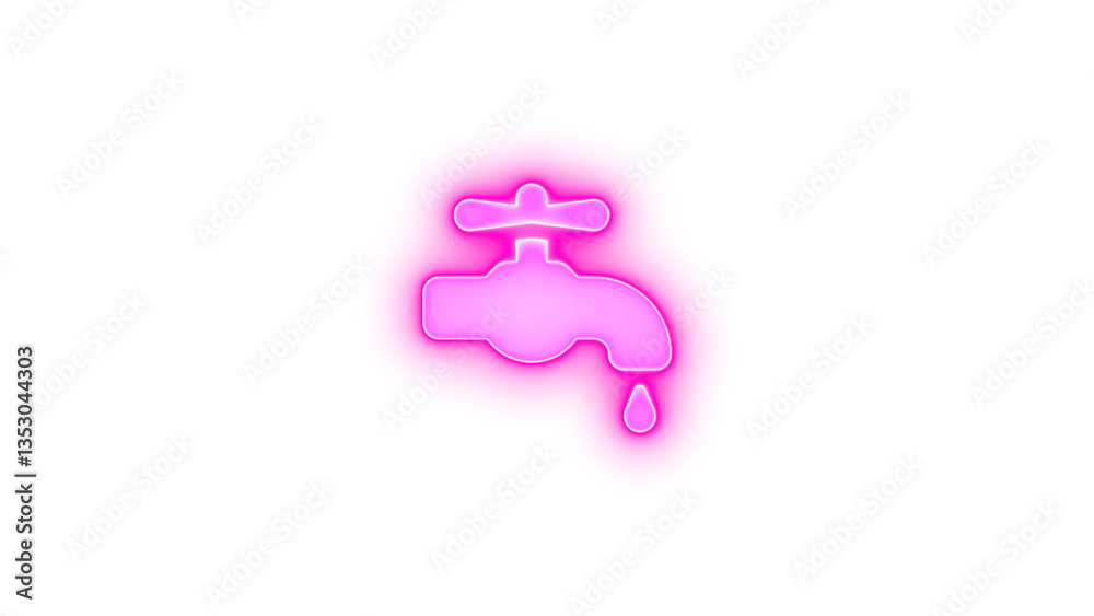 Faucet drip icon pink color glowing neon on transparent background Faucet drip icon pink color glowing neon on transparent background