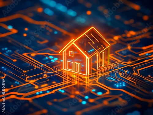 Digital Home on Circuit Board.