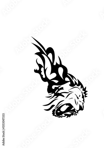 tribal lion gueule rugit
