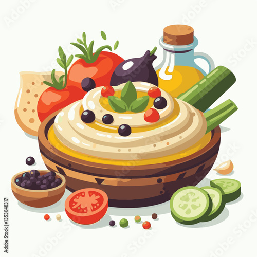 food, eggplant, cuisine, arabic, traditional, appetizer, vegetarian, dip, hummus, babaganoush, turkish, lebanese, vegetable, mediterranean, ganoush, parsley, healthy, snack, arabian, greek, baba, back