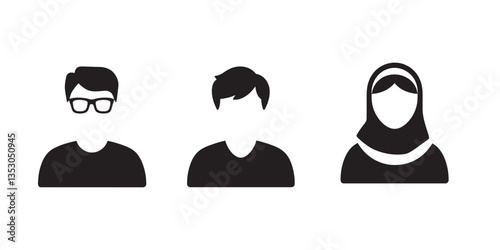 Vector people icon avatar user profile social media diverse group community member person headshot silhouette