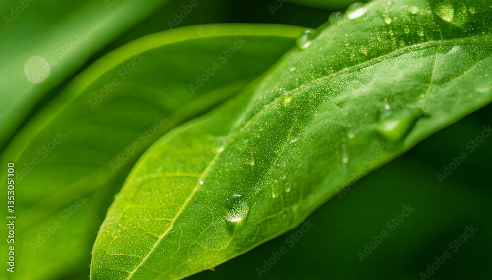 A stunning, high-resolution macro photo of a fresh green leaf