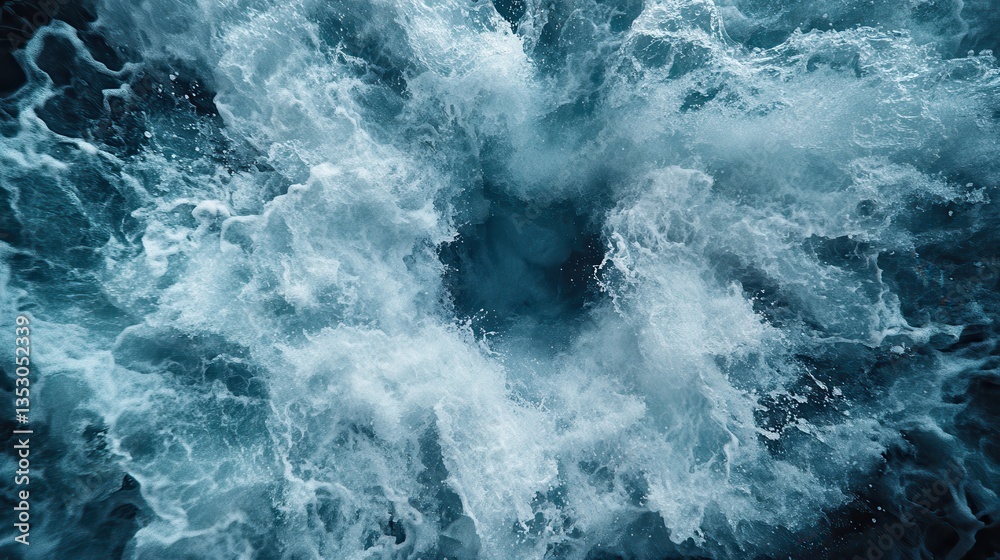 Ocean Waves Exploding, Top Down View Ocean Waves Exploding, Top Down View