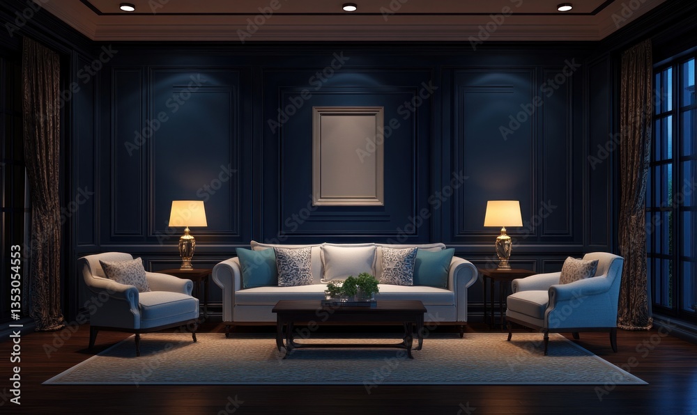 Fototapeta premium A well decorated living room with elegant furnishings and soft lighting
