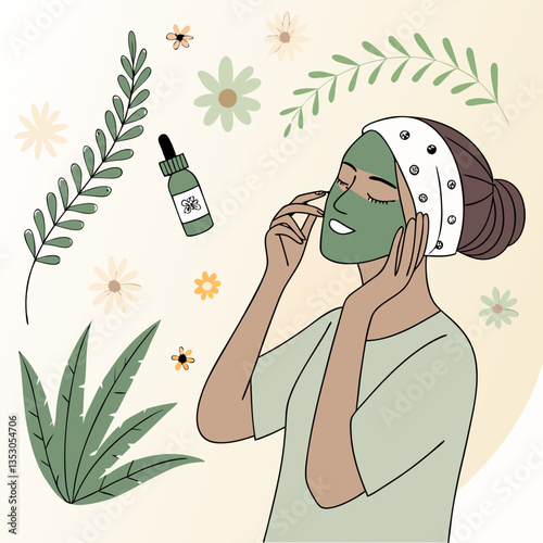Healthy, rejuvenating skincare routine with natural products