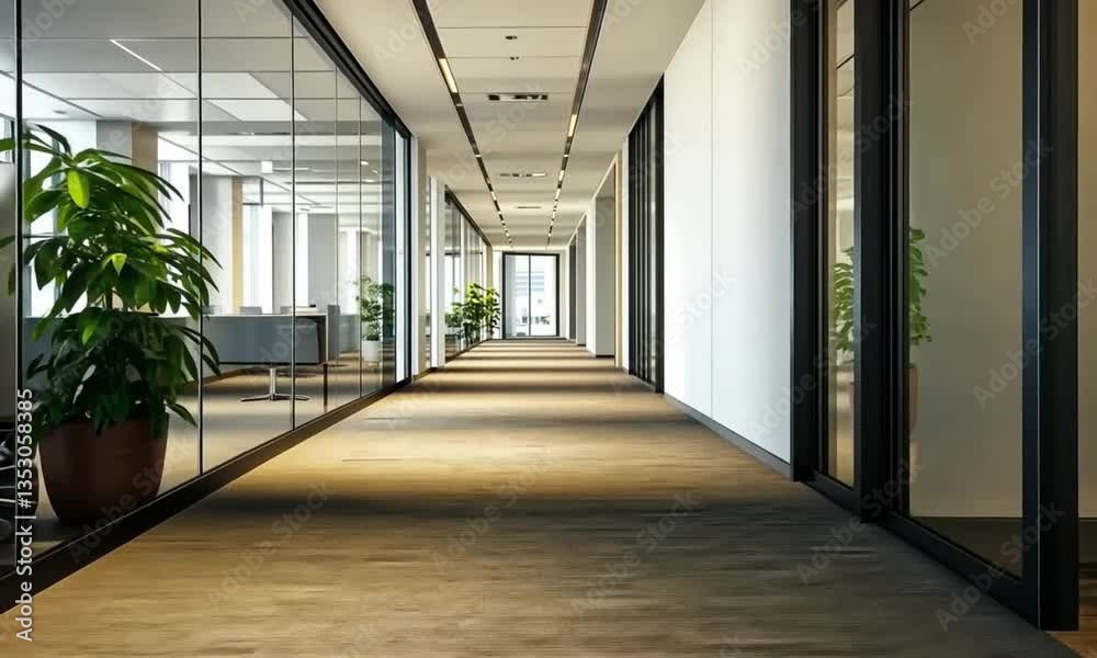 Modern Office Corridor: Architecture, Design, and Interior Modern Office Corridor: Architecture, Design, and Interior